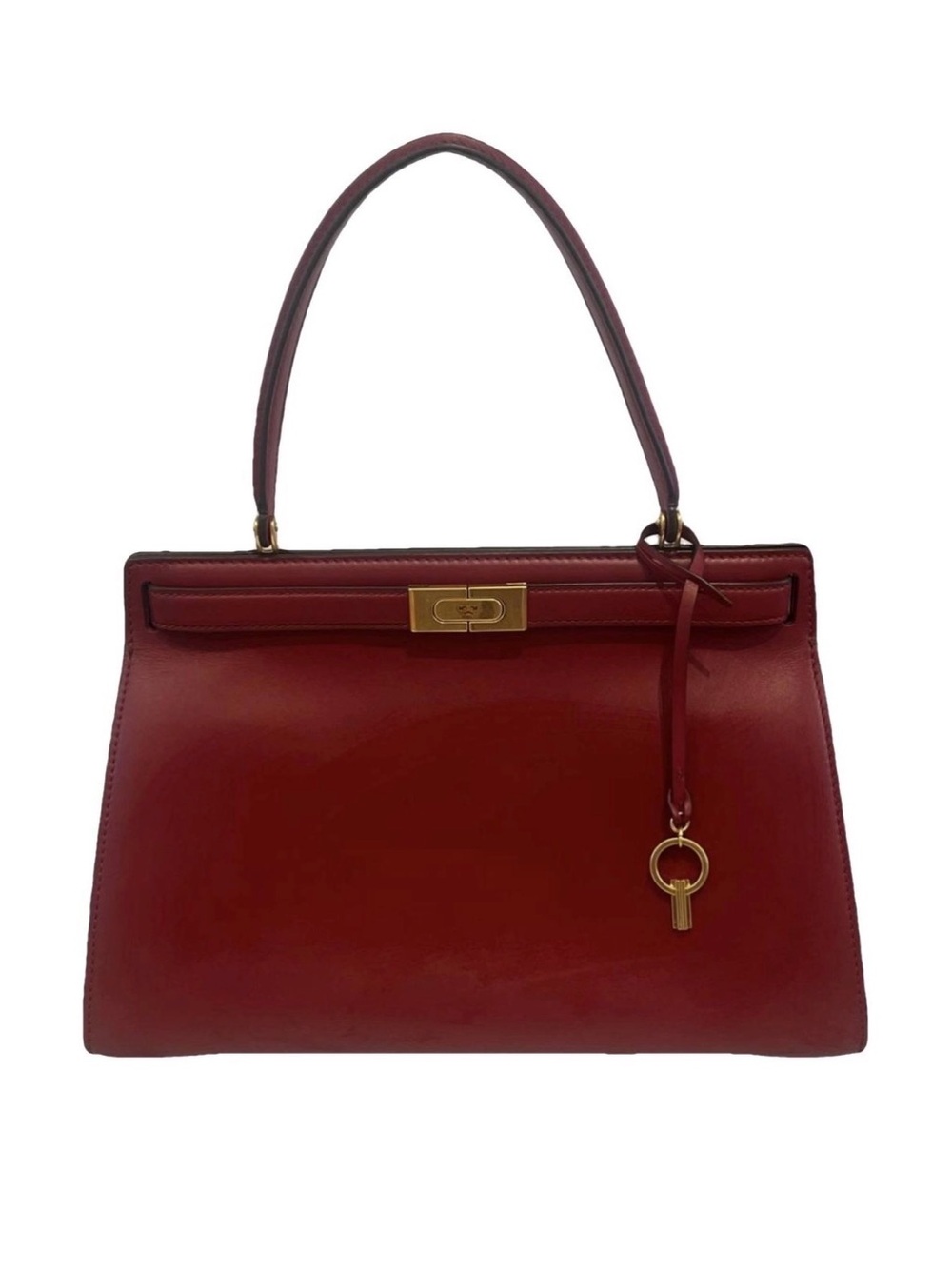Tory Burch Lee Radziwill Red Leather Top-Handle Women's Bag with Gold Hardware